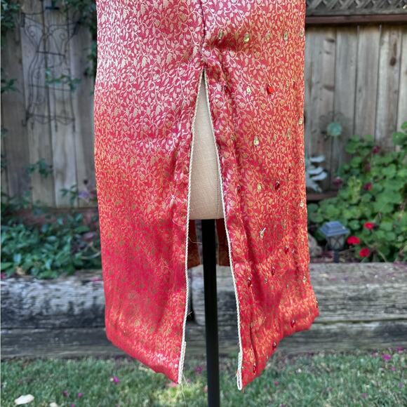 Kurti Top Style Red Dress Tunic Kurta Women's See Measurements Handmade Altered - Picture 7 of 14